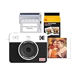 Kodak Mini Shot 3 Retro 4PASS 2-in-1-Sofortbildkamera, inklusiv Fotodrucker, Tragbar (7,6 x 7,6 cm) + und inklusiv Paket mit 68 Blatt, Weiß