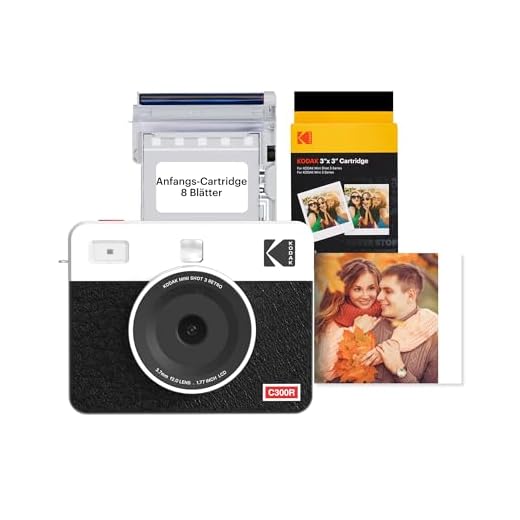 Kodak Mini Shot 3 Retro 4Pass 2-in-1-Sofortbildkamera und Fotodrucker, tragbar (7,6 x 7,6 cm) + Paket mit 68 Blatt, Weiß