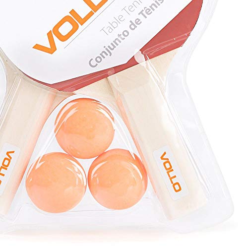 Kit Tênis de Mesa 2 Raq. 3 Bolas Vollo Sports