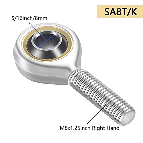 Sa8T/K Rod End Bearing With Jam Nuts,6Pcs 5/16-Inch Inside Dia Male Thread Right Hand Male Thread Connector,6 Pcs Jam Nuts. #TOP2