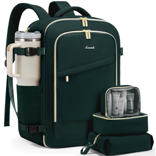 LOVEVOOK 40L Travel Backpack for Women, Carry On Flight Approved, Large Personal Item Bag, Fits 17 Inch Laptop, TSA Approved Luggage with 3 Packing Cubes, Waterproof Weekender Gym Backpack