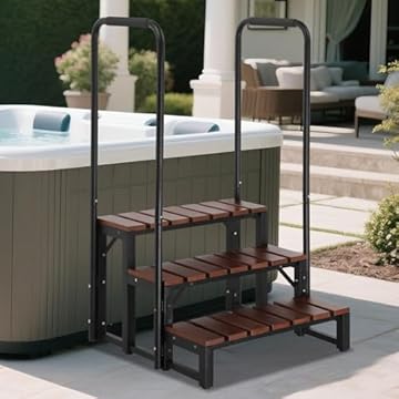 hot tub stairs with railing