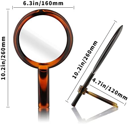 BEAUTIFIVE Hand Mirror Double Sided Makeup Mirror, Vanity Mirror, Magnifying Mirror with 1x/10x, Both Use of Hand Held Travel Mirror and Dressing Table Mirror, Amber