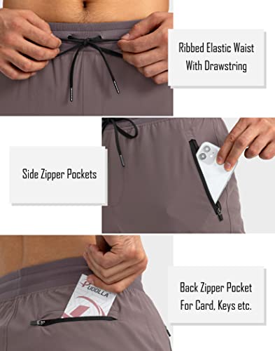 Pudolla Men's Lightweight Jogger Pants Workout Running Tapered Joggers For Men With Zipper Pockets For Athletic Travel Casual(Purple Grey Medium) #TOP3
