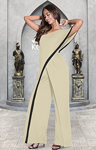 Image of KOH KOH Womens 2026 One Off Shoulder Asymmetric Long Pant Jumpsuit Romper