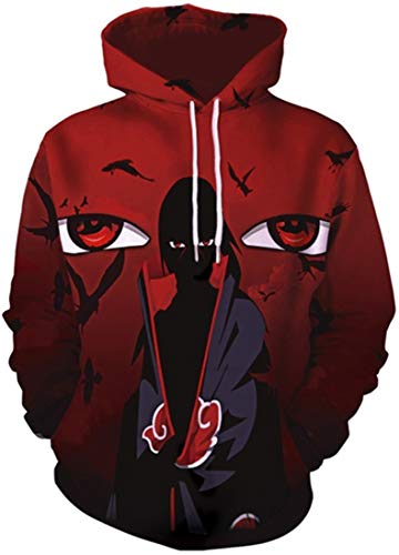 Chaos World Sudadera Naruto Uchiha Clan Sharingan con Capucha para Hombre 3D Digital impresión Deportiva Casual para Mujer