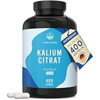 Kalium Potassium – 2.222mg pro Tag – 400 Kapseln – Kaliumcitrat mit 800mg elementarem Kalium – 6 Monate Vorrat – Hergestellt & laborgeprüft in DE – Vegan, ohne Zusätzen – TRUE NATURE