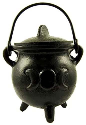 Cast Iron Cauldron Triple Moon Goddess Wiccan Supplies Pagan Gift Altar Pentacle Spellcast Potions