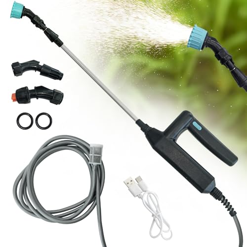 Socpuro 電動噴霧器 充電式 電動スプレー ロングタイプ 32〜56cm伸縮可能 自動水やり 3種ノズル付き 洗車 水やり 掃除用 散水ノズル 5M吸水ホース ポータブル 自動散水 最大連続動作時間3h 消毒 除草 肥料 散水 園芸水やり 日本語取扱