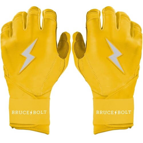 BRUCE BOLT Original Series Long Cuff Yellow Batting Glove - Yellow Youth Medium