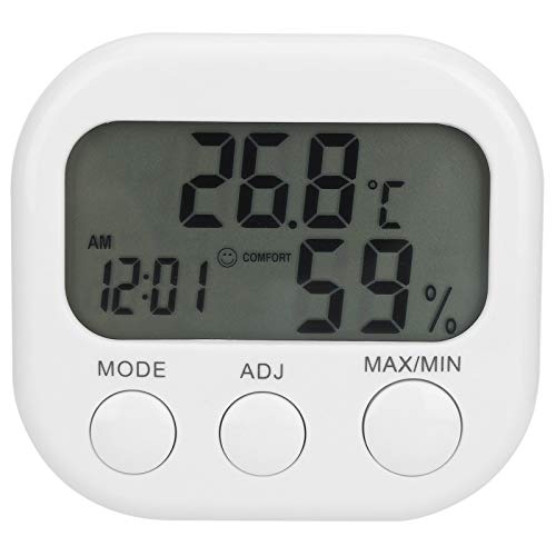 Humidity Meter Thermo?Hygrometer Portable Digital Hygrometer Indoor Home Thermometer with Temperature Monitor for Alarm Clock Temperature Humidity Expression Suggests Time and Date