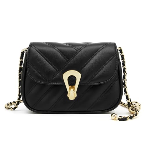 FOXLOVER Mini Quilted Chain Crossbody Bags for Women Cell Phone Purses Casual Women’s Shoulder Bag