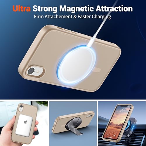 Image of SUPFINE Magnetic for iPhone XR Phone Case Desert Gold | With Screen Protector, Translucent Matte, Compatible with MagSafe, Military Grade Drop Proof, Rugged Shockproof Protective