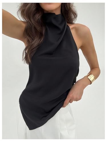 SOLY HUX Women's Halter Tops Backless Sleeveless Asymmetrical Hem Going Out Summer Tank Top4