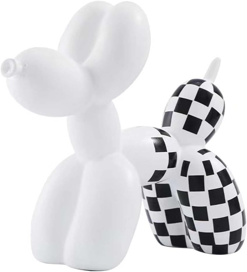 Resin Dog Decor,Cute Animal Crafts Figurine Balloon Dog Statue Decor for Home Decor, Bookshelf TV Stand Decor,Bedroom, Living Room and Office, Memorial Gift (White)