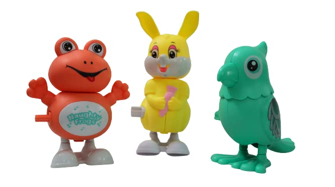 KeenKid Key Operated Wind Up Toys Pack of 3 | Jumping Toys Combo | Moving Toy for 6 Month to 2 Year Old Kids (Multicolor) (Penguin Bee Squirrel Combo)