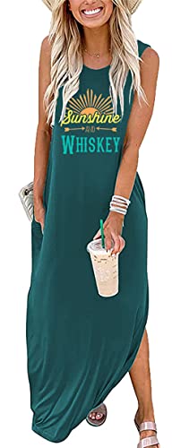 Image of Good Vibes Rainbow Graphic Dress Womens Sleeveless Pocket Maxi Dress Hawaiian Beach Tank Dress