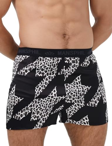 MANSPHIL Printed Silk Boxer Short for Men, Premium 6A Grade 22 Momme Mulberry Silk