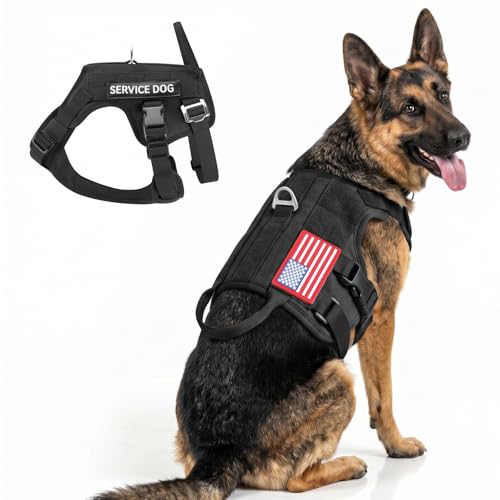 FAYOGOO Tactical Dog Harness for Large Dogs - Heavy Duty Dog Harness Escape Proof with Handle - No...