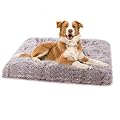 Dog Bed Crate Mattress Large - Washable Soothing Calming Puppy Mat Clearance with Anti Anxiety Relief Stress - Comfort Fluffy Cosy Improved Sleep Plush Anti-Slip Bottom Luxury Pet Cushion Cat Pad