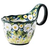 ALMA 2025 Updated 18oz Soup Bowl Microwave Safe,Floral Green Soup Bowl with Loop Handle,Unique Cereal Bowl for Soup,Yogurt,Snack,Chip,Stew,Ice cream-Country Jasmine Theme