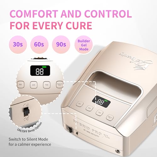 Image of iGel Beauty Hybrid PRO 3.0 XL UV /LED Nail Lamp - Wireless Rechargeable 48W Nail Dryer, Extra Wide Full-Hand Curing, 9000mAh Battery, Smart Timer & Builder Gel Mode, Cordless Professional Lamp