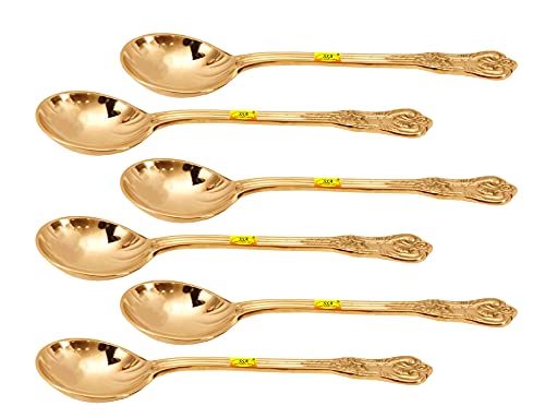 Shiv Shakti Arts Pure Brass Designer Serving Spoon Big - 9