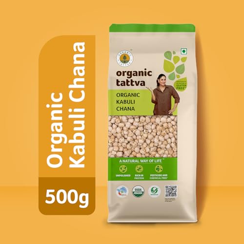 Image of Organic Tattva, Organic Kabuli Chana, 500 Gram | Chole(Chickpea White) | Rich in Protein | Naturally Gluten Free | Unpolished | Pesticide and Chemical Free