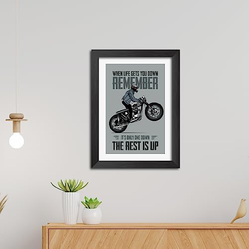 Image of TenorArts Motorcycle Riding Posters Photo Frame Bikers Bullet Rider Motivational Quotes Laminated Poster Framed Painting with Matt Finish Frames (9inches x 12inches) (Rest is Up)