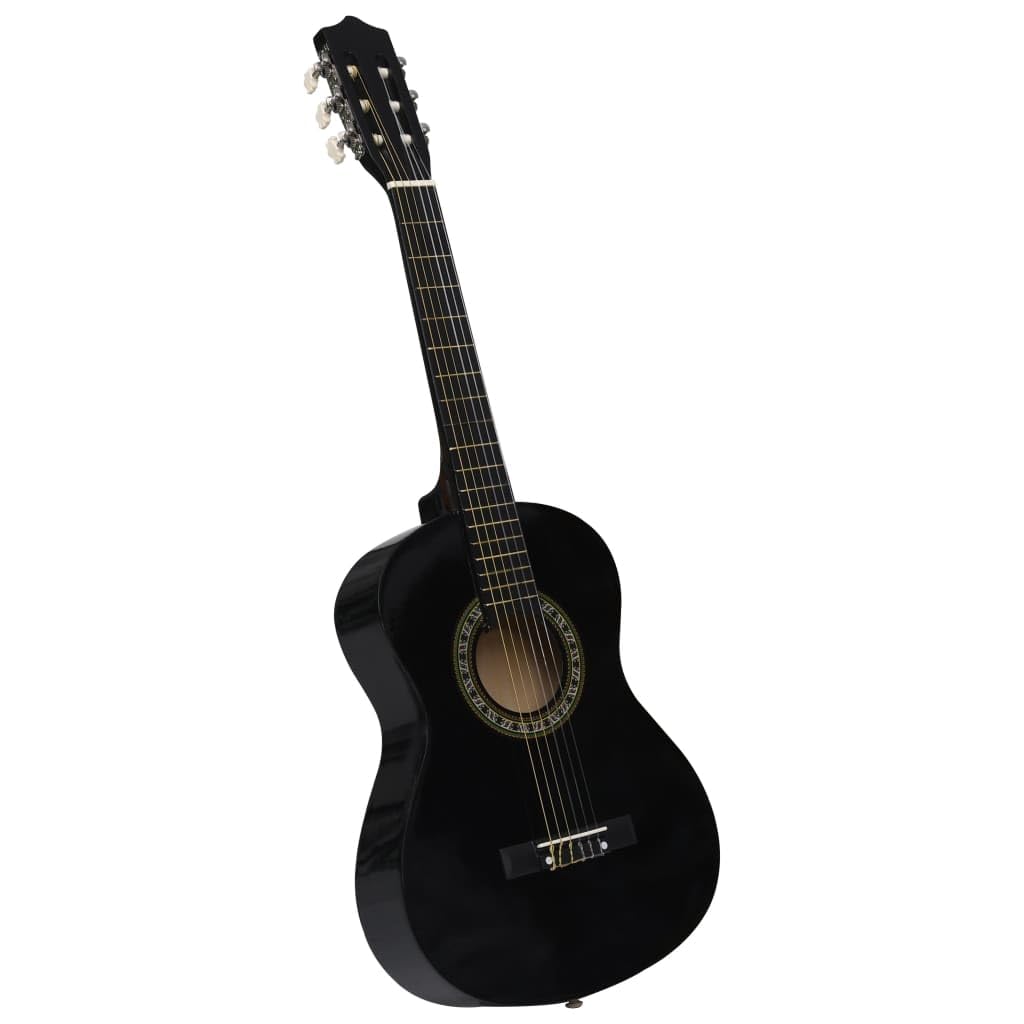 Klassische Gitarre für Kinder und Amateure Schwarz 1/2 34" Kindergitarre Holzgitarre Kinder Klassische Gitarre Erwachsene Gitarre Anfänger Klassische Gitarre 32.5x7.7x87.5cm