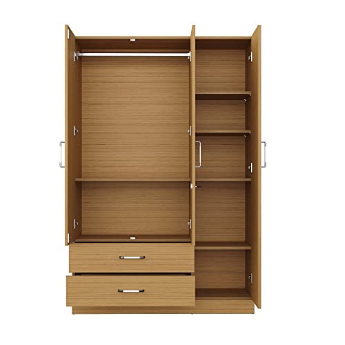 Image of Wakefit Wardrobe | 1 Year Warranty | Engineered Wood Almirah, Cupboard for Clothes Storage | 3 Door, Mirror, 1 Drawer, 1 Hanging Space | Organza Plus - Urban Teak