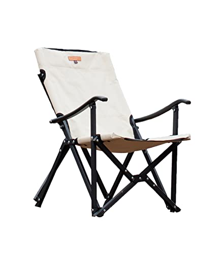 S'more Camping Aluminum High Armchair, Lightweight Folding Chair With Back Pocket, Portable Outdoor Chair With Carry Bag For Camping, Picnic, Fishing, Hiking, Sports Meeting, Bbq, Beach (Beige) #TOP24