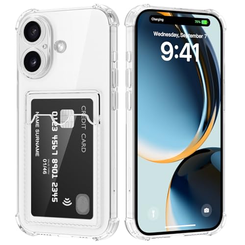 DEVASO Cover per iPhone 17 con Porta Carte, Portafoglio Custodia Protettiva in Silicone Sottile Morbido TPU Trasparente Anti-Graffio Tasche Case