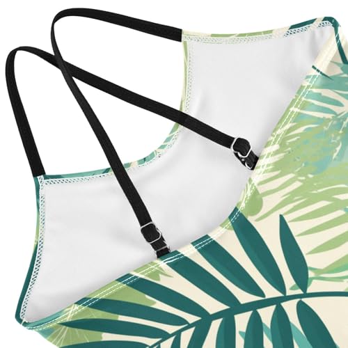 Tropical Palm Leaves Fern Leaf Kids Girls 1 Piece Bathing Suit Beach Swimming Suits with Adjustable Straps Quick-Dry4