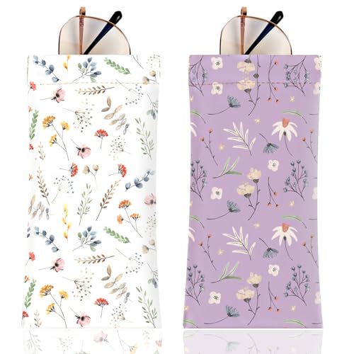 Image of Anikathy 2Pcs Sunglass Eyeglass Glasses Case Soft PU Leather with Cleaning Cloth Portable Glasses Pouch Bag for Men Women