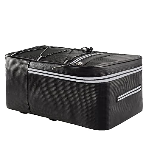 Pyuyan Fahrradtasche, 12L, Schwarz, Reflektierend, Wasserdicht, Gepäckträgerkompatibel