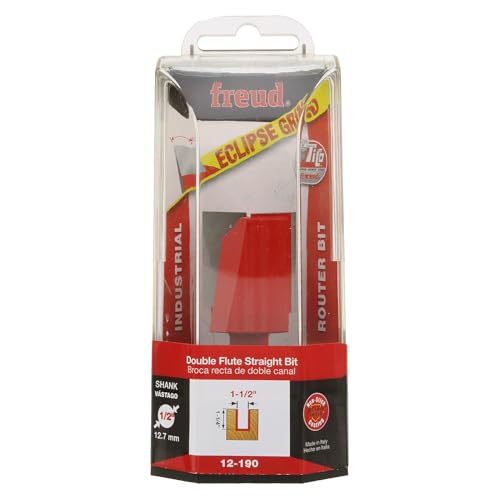 Image of Freud Double Flute Straight Bit (Eclipse Grind) with TiCo Hi-Density Carbide - 2 Cutters, 16000 RPM, 1-1 /4 inch Height, 1-1 /2 inch Diameter, 3 inch Length, 1 /2 inch Shank - 12-190