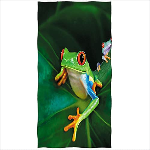 YISUMEI Bath Towel Green Frog Animal Design Microfibre Beach Towel 70 x 140 cm