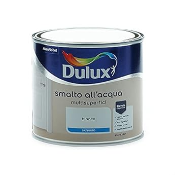 Foto di Dulux Smalto Satinato all'Acqua per Metallo Plastica e Legno Pronto all'Uso per Esterni e Interni, 0.5 Litri, Bianco