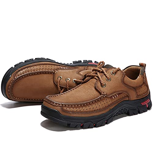 Image of COSIDRAM Men Walking Leather Shoes Sneakers Luxury Casual Slip On Loafers | Durable genuine leather upper, rugged non-slip outsole, suitable for outdoor hiking and daily casual commuting