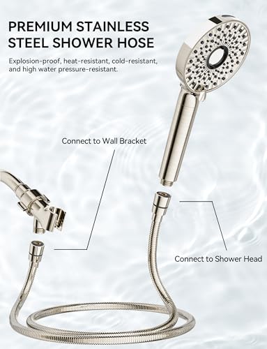 Image of Magichome Shower Head with Handheld, High Pressure 10-Spd Detachable Chrome Showerhead with Stainless Hose