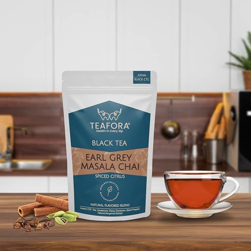 Image of TEAFORA Earl Grey Masala Chai Tea | Spiced Citrus | Blend of Assam CTC, Cardamom, Cinnamon, Black Pepper, Clove, Natural Bergamot Extract | 100% NATURAL - 100g