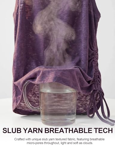 Image of Venzina Gym Tops for Woman Beach Wear Dress for Women Sheer Thin Airy Fabric Adjustable Side Drawcord Breathable Quick Dry for Yoga Summer Workout Casual