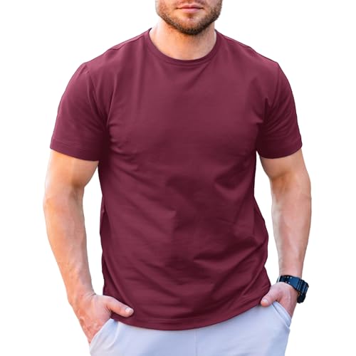 ZYLOQ Men’s Breathable Crew Neck Short Sleeve Cotton...