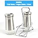 Houseables Salt And Pepper Shakers, Stainless Steel Dispenser With Stand, 4.5” x 2”, 3 Piece Set, Silver, Glass, Refillable Bottle, For Cooking, Spice, Dry Rub, Sea Salts, Seasoning, Restaurant