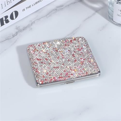 Cigarrera Para Mujer - Cigarrera Hombre, Caja De Cigarrillos De Metal Con Capacidad Para 20 Cigarrillos 100, Bolsillo Abierto Con Tapa De Doble Cara(Pink)