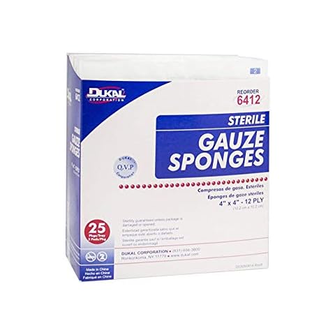 Dukal Gauze Sponge - Sterile, 4" x 4" 12-ply - Model 6412 - Box of 50 Cover