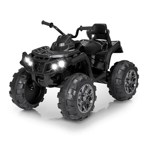 TCARAIWEN 24V Kids Ride on ATV 4 Wheelers for 3-5 Years Old with Music Player, Kids Ride on Cars, Black