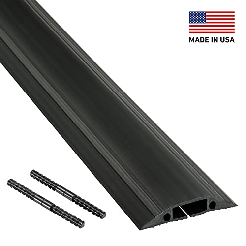 D-Line Floor Cord Cover Heavy Duty Cord Protector - Fc83B, 6 Foot, Linkable | Protect Cords And Prevent A Trip Hazard | Cable Cavity 1 3/16” (W) X 3/8” (H) | Black #TOP1