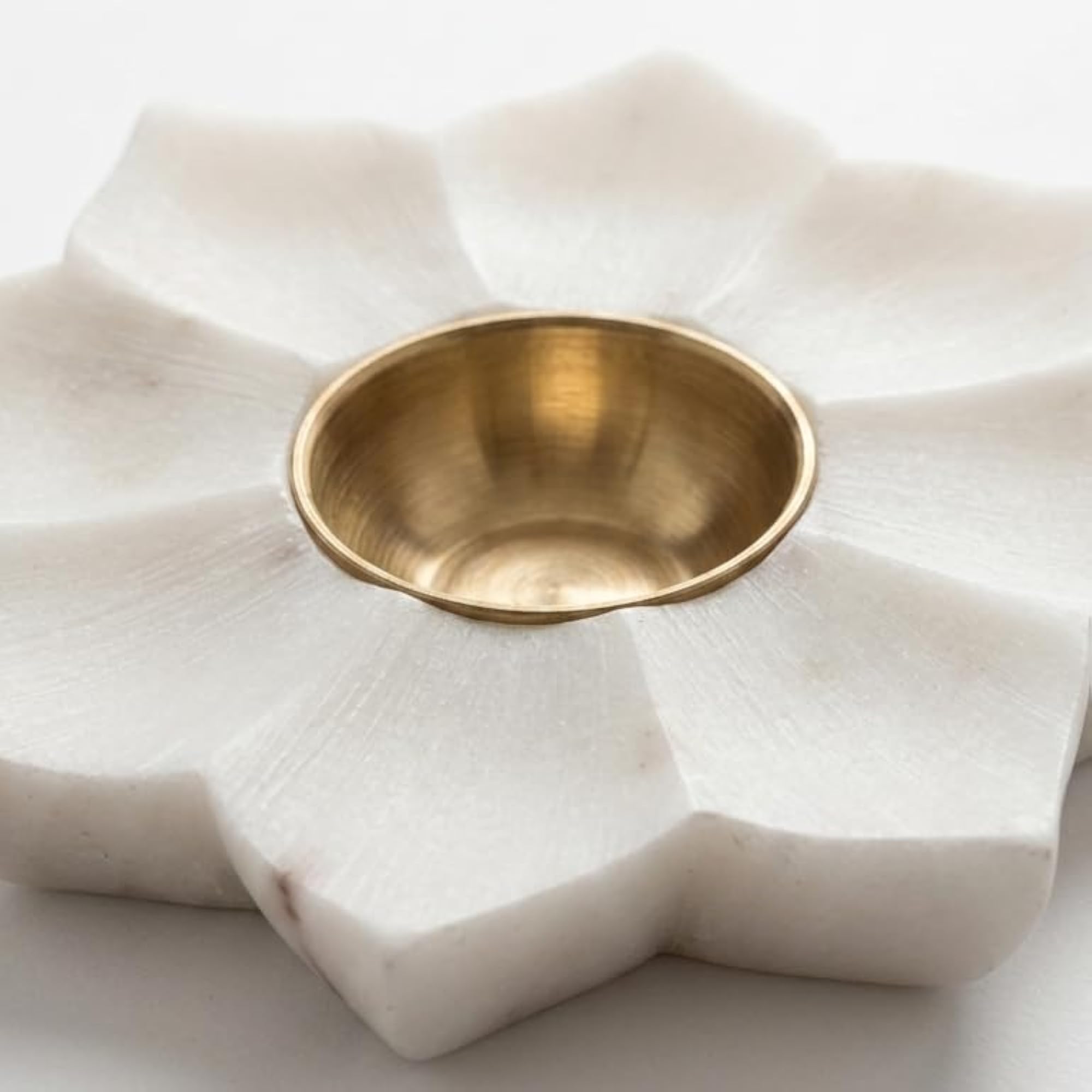 Marble Candle Stand with Brass Insert, Handmade